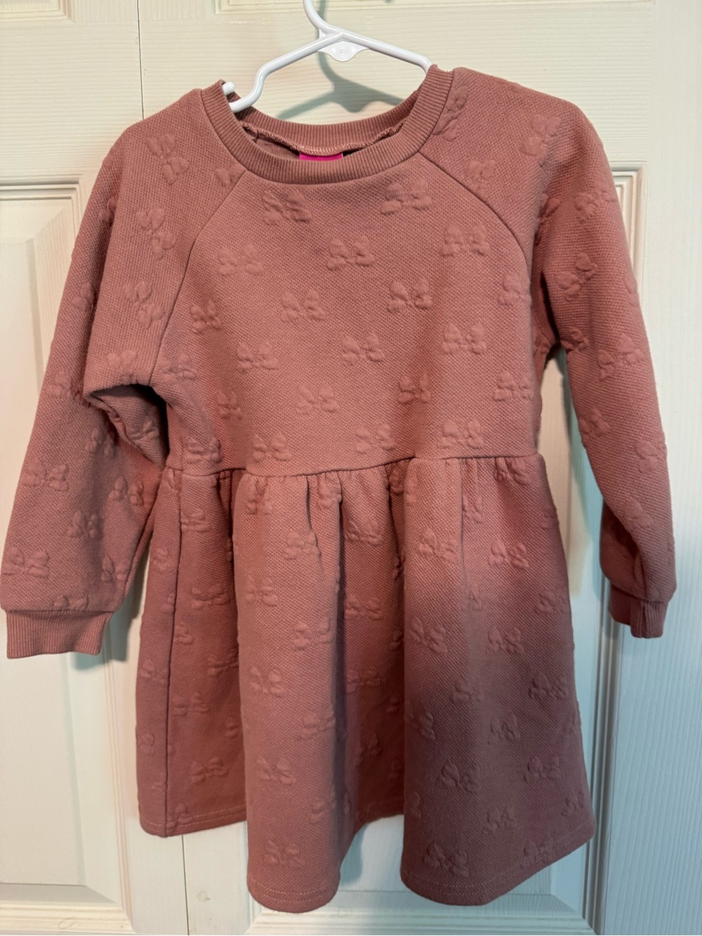 Disney Mauve Pink Textured Bow Sweatshirt Dress
